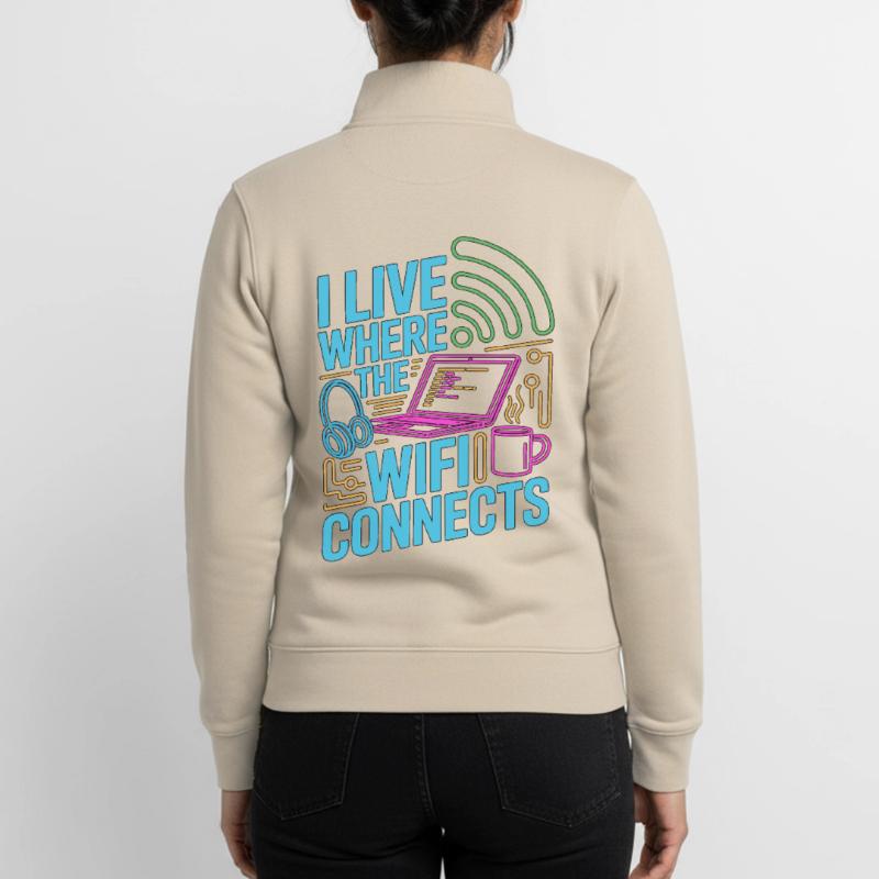 Remote Developer I Live Where The Web Developer Unisex Organic Zip Sweatshirt von Stanley/Stella