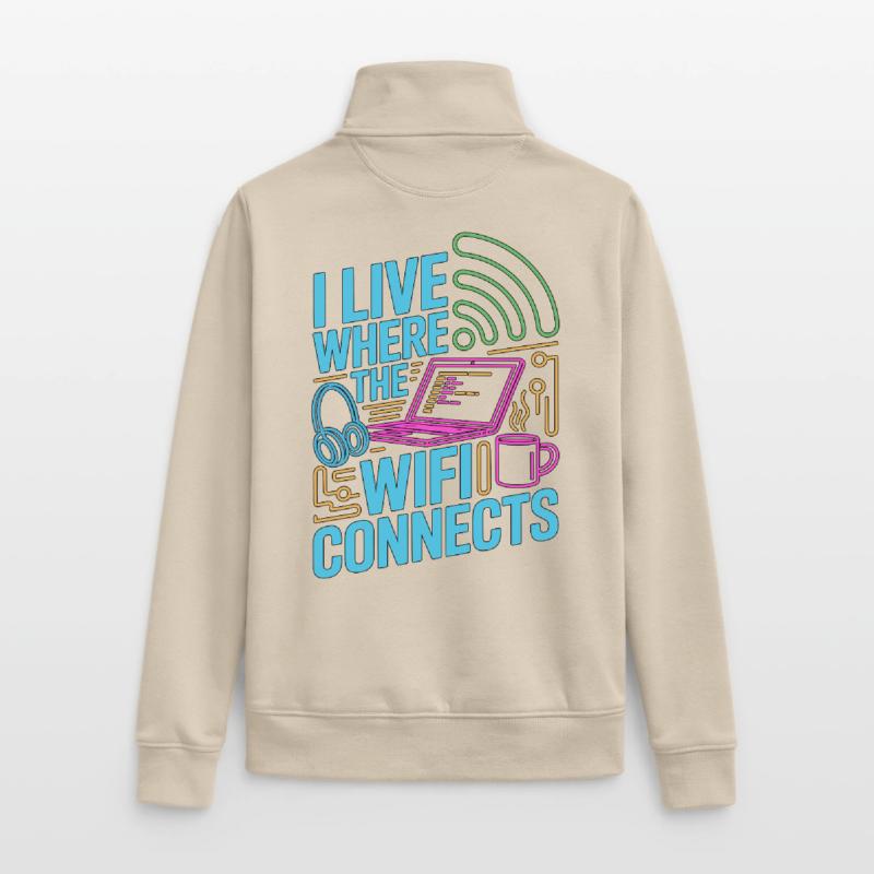 Remote Developer I Live Where The Web Developer Unisex Organic Zip Sweatshirt von Stanley/Stella