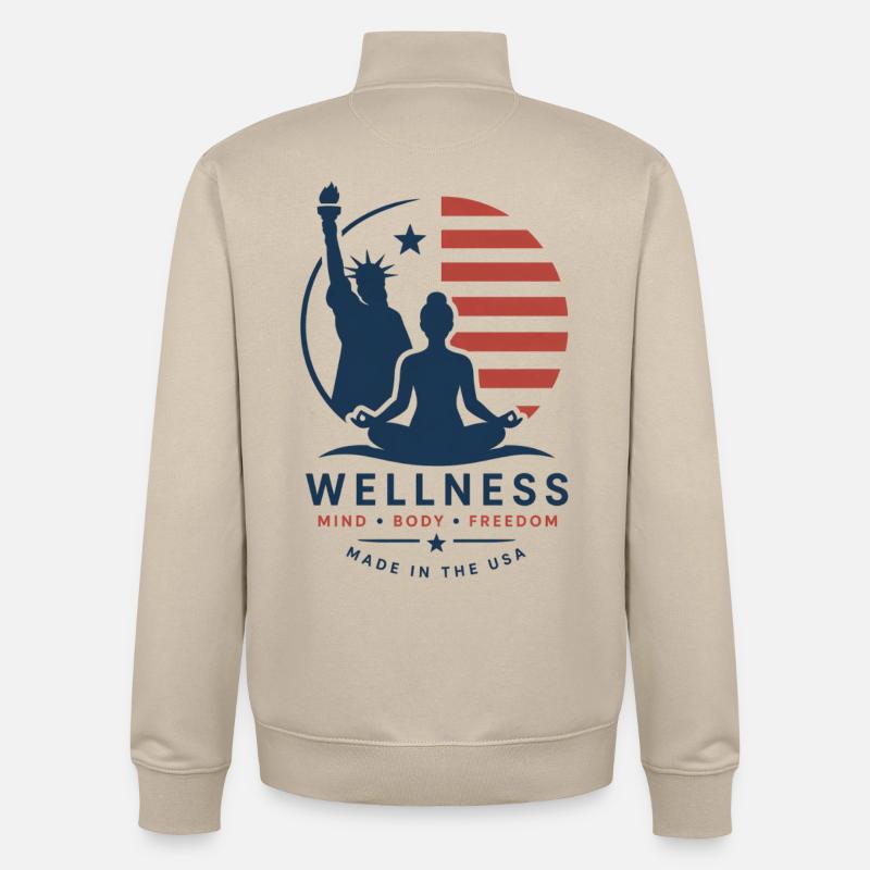 Sérénité, Liberté et Bien-être - Sweat zippé unisexe en coton bio Stanley/Stella - beige crème