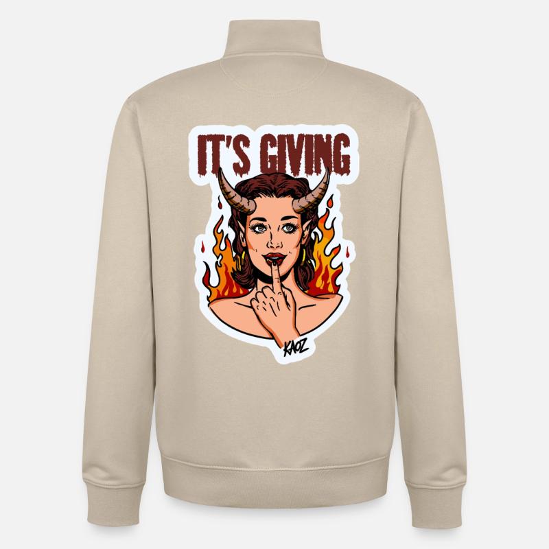Devilish Diva Flame - Unisex Organic Zip Sweatshirt by Stanley/Stella - desert dust