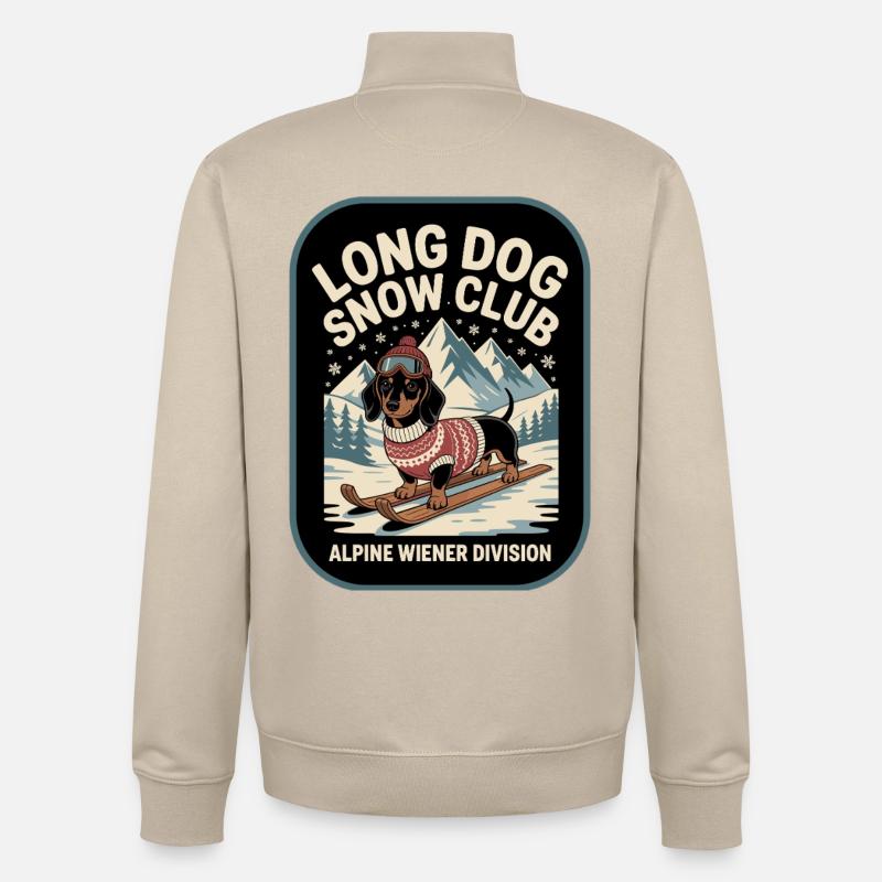 Ski Dachshund - Unisex Organic Zip Sweatshirt by Stanley/Stella - desert dust