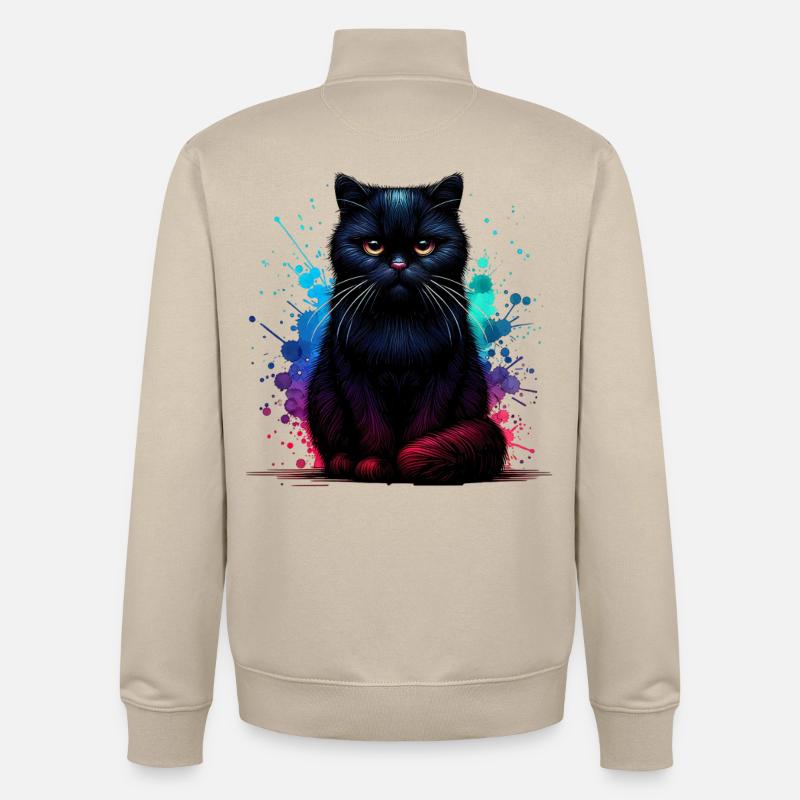 Black Cat Gift - Unisex Organic Zip Sweatshirt by Stanley/Stella - desert dust