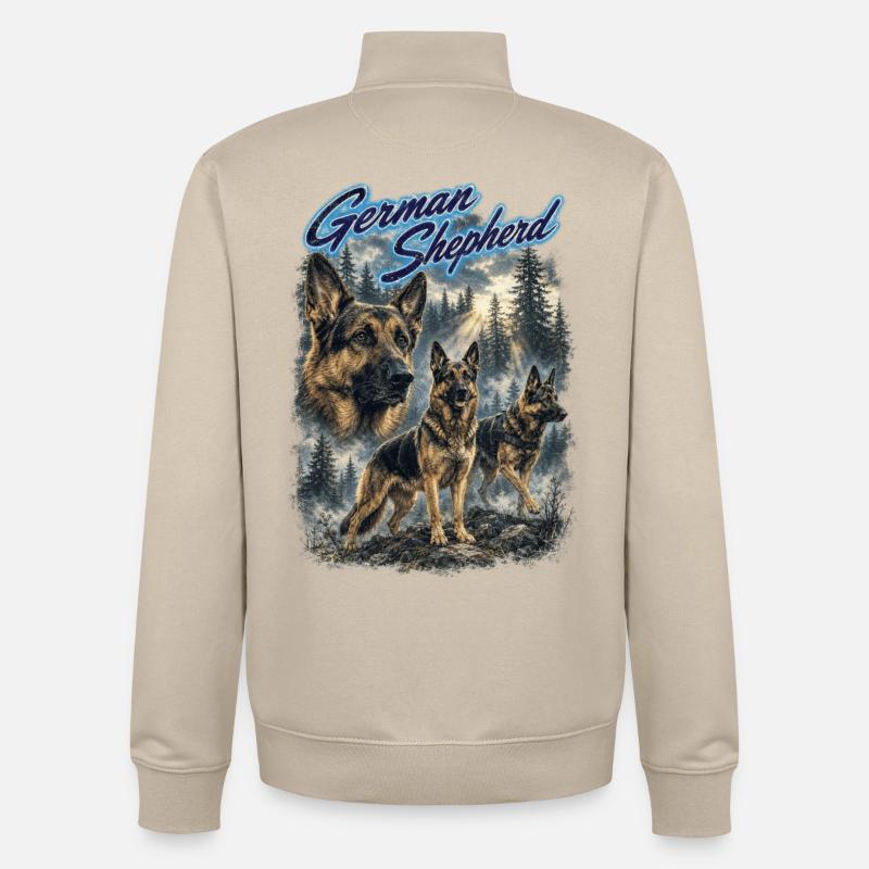 Berger allemand rétro - Sweat zippé unisexe en coton bio Stanley/Stella - beige crème