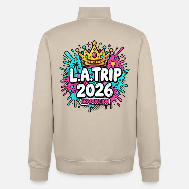 Voyage à LA 2026 - Sweat zippé unisexe en coton bio Stanley/Stella - beige crème