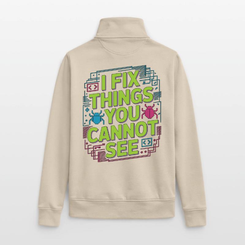 Game Developer I Fix Things Software Developer Unisex Organic Zip Sweatshirt von Stanley/Stella