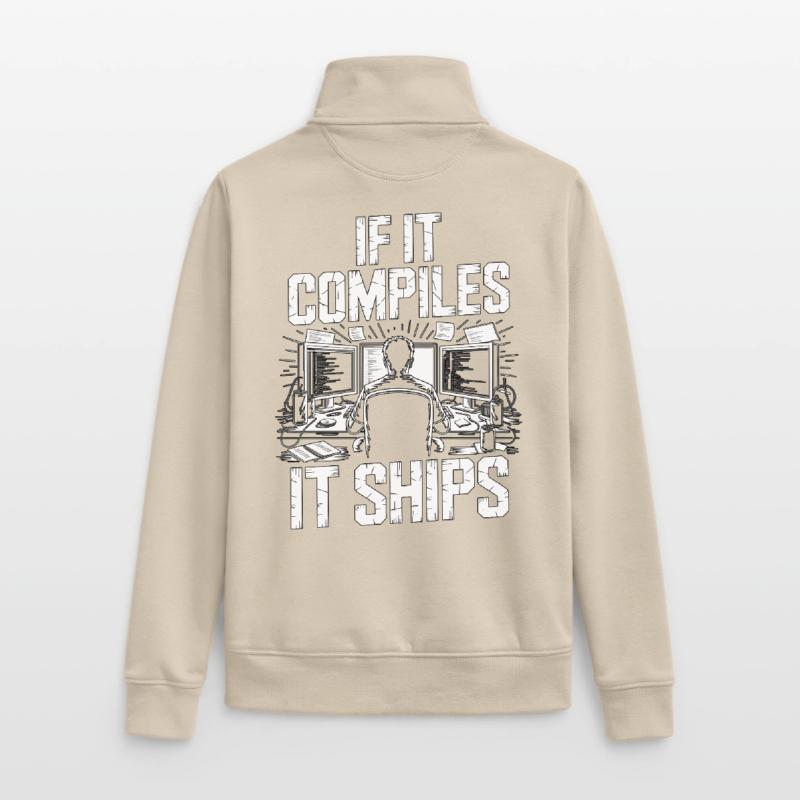 Game Developer If It Compiles It Gaming Programmer Unisex Organic Zip Sweatshirt von Stanley/Stella