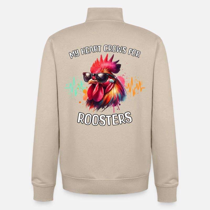 Ligne du Cœur du Coq - Sweat zippé unisexe en coton bio Stanley/Stella - beige crème
