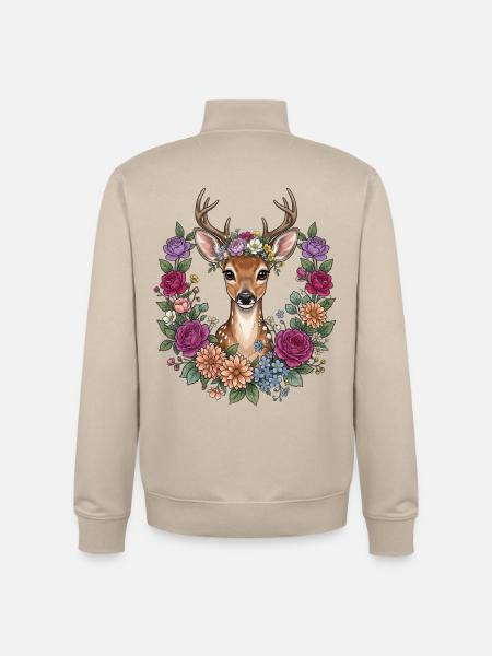 Festival folklorique des Fleurs de Cerf Costumes Traditionnels Cadeau de remplacement - Sweat zippé unisexe en coton bio Stanley/Stella - beige crème
