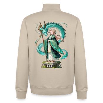 Ryuu Sage – Drachen Magierin Anime Manga - Unisex Organic Zip Sweatshirt von Stanley/Stella - Cremebeige - Hinten - AI Model Male 185 dark (185cm)