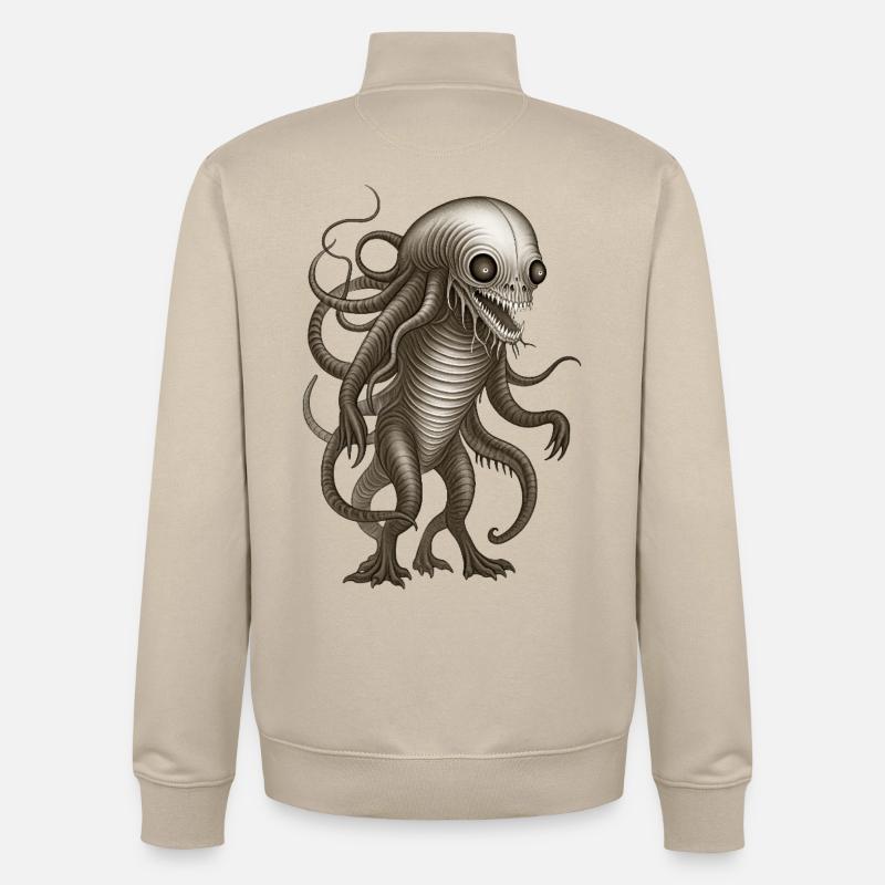 BUG #3 - dark hell - Sweat zippé unisexe en coton bio Stanley/Stella - beige crème