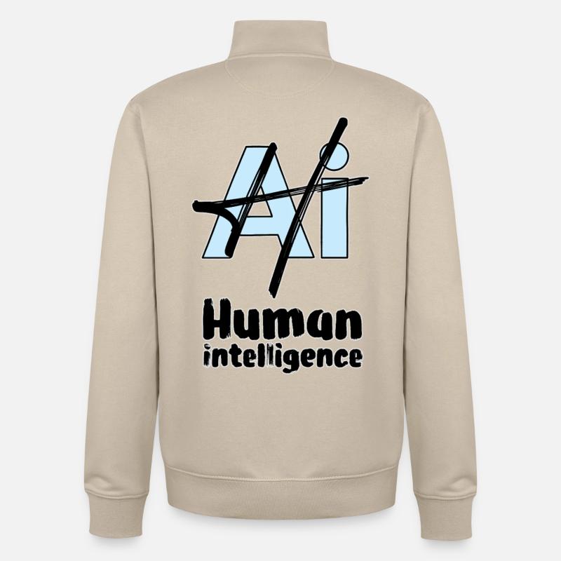 HUMAN INTELLIGENCE #2 - lets' talk - Unisex Organic Zip Sweatshirt by Stanley/Stella - desert dust