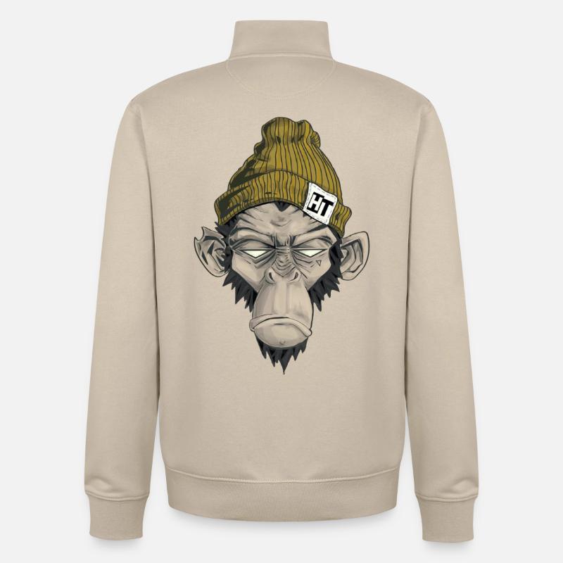 Rap Monkey - Unisex Organic Zip Sweatshirt by Stanley/Stella - desert dust