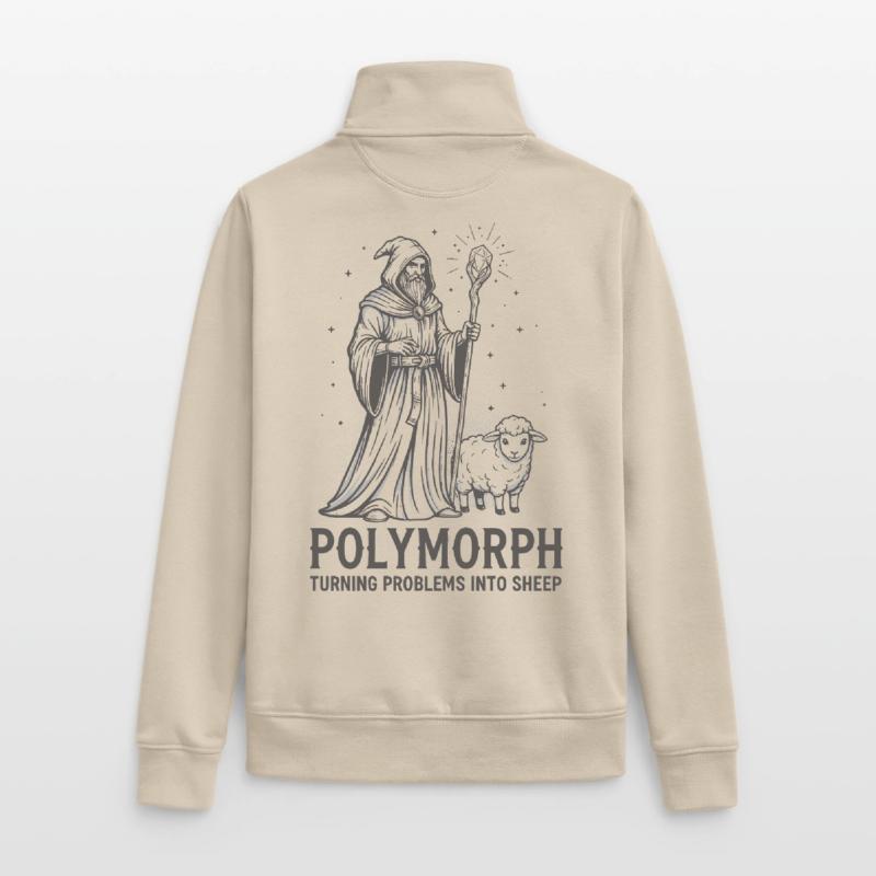 Polymorph Wizard – Turning Problems into Sheep Unisex Organic Zip Sweatshirt von Stanley/Stella