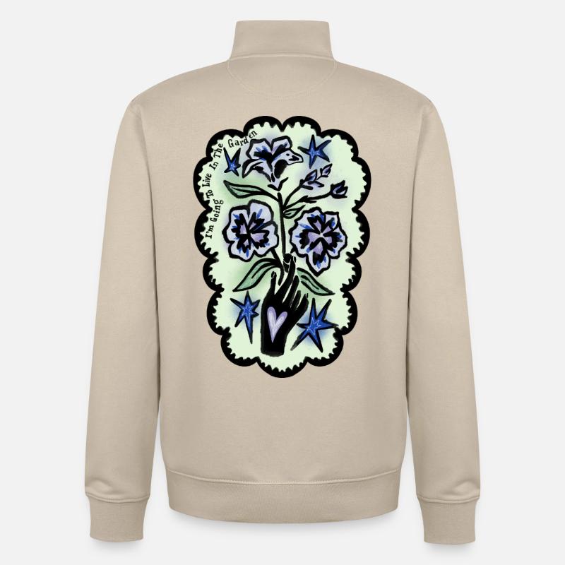 Je vais vivre dans le jardin - Sweat zippé unisexe en coton bio Stanley/Stella - beige crème