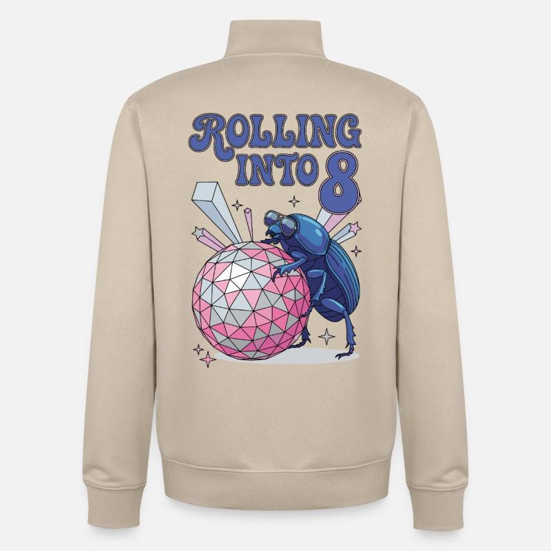Rolling Into 8 Disco-Mistkäfer - Unisex Organic Zip Sweatshirt von Stanley/Stella - Cremebeige