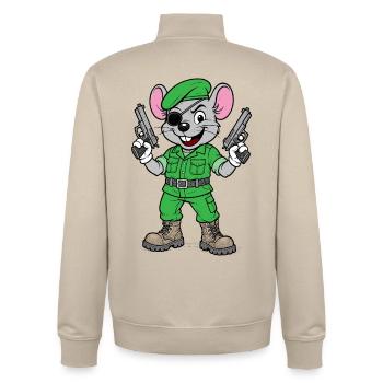 Armed Mouse Ranger - Unisex Organic Zip Sweatshirt by Stanley/Stella - desert dust - Back - AI Model Male 185 dark (185cm)