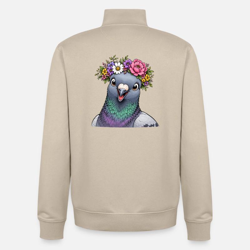 Taube mit Blumenschmuck  - Unisex Organic Zip Sweatshirt von Stanley/Stella - Cremebeige