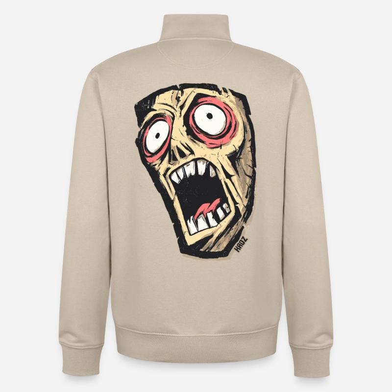 Psychedelic Screaming Skull - Unisex Organic Zip Sweatshirt by Stanley/Stella - desert dust