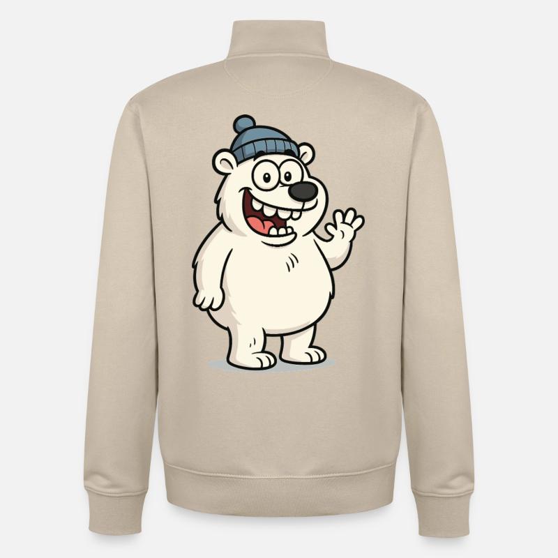 Ours mignon avec un chapeau - Sweat zippé unisexe en coton bio Stanley/Stella - beige crème