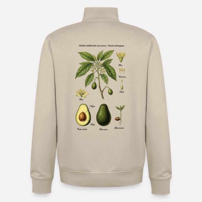 Botanical Board Avocado Tree Nature Study - Unisex Organic Zip Sweatshirt by Stanley/Stella - desert dust