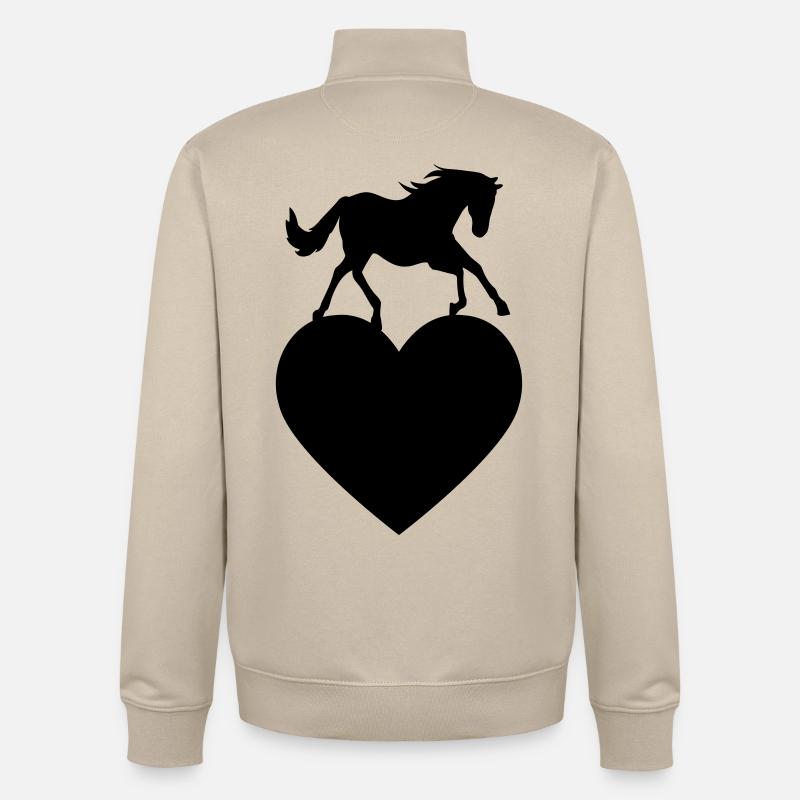 Pferd mit Herz - Unisex Organic Zip Sweatshirt von Stanley/Stella - Cremebeige
