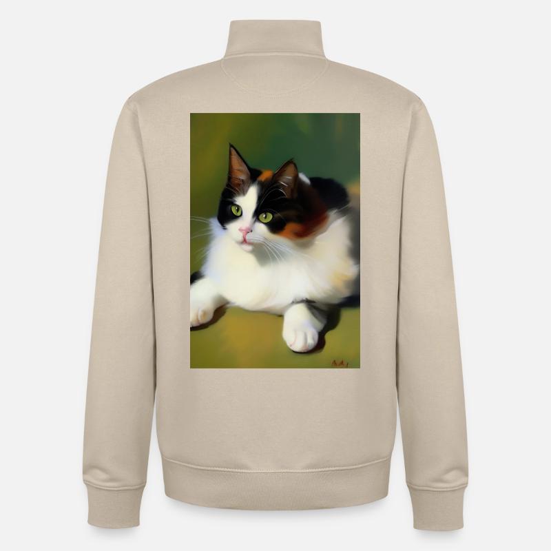 Image du chat - Sweat zippé unisexe en coton bio Stanley/Stella - beige crème