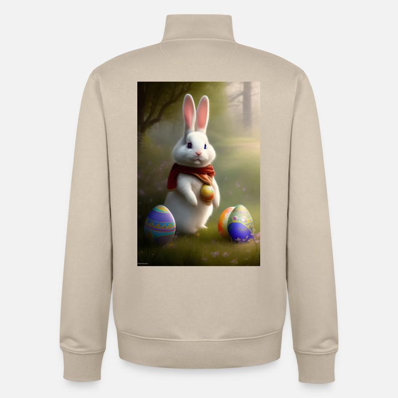Easter Bunny with Easter Eggs - Unisex Organic Zip Sweatshirt by Stanley/Stella - desert dust