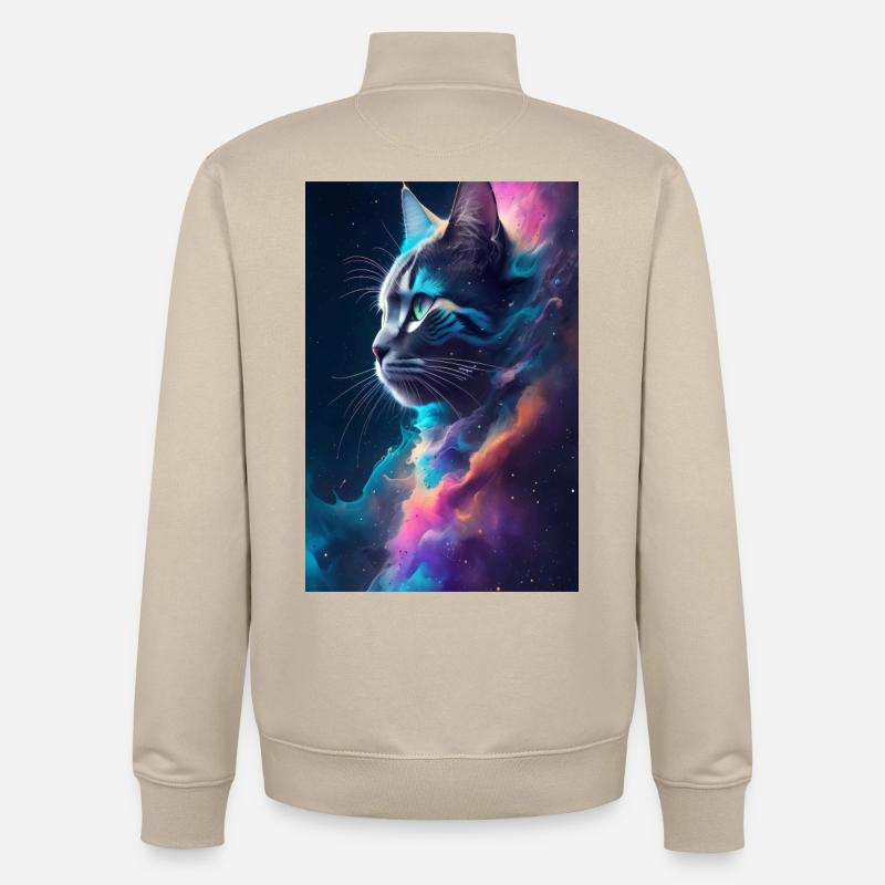Visage de chat - Sweat zippé unisexe en coton bio Stanley/Stella - beige crème
