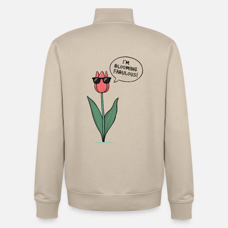 Floraison fabuleuse - Sweat zippé unisexe en coton bio Stanley/Stella - beige crème
