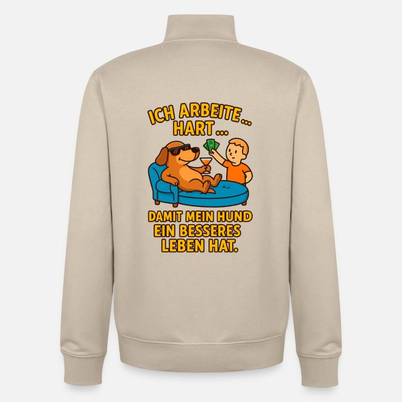 Hundeliebe durch harte Arbeit - Unisex Organic Zip Sweatshirt von Stanley/Stella - Cremebeige