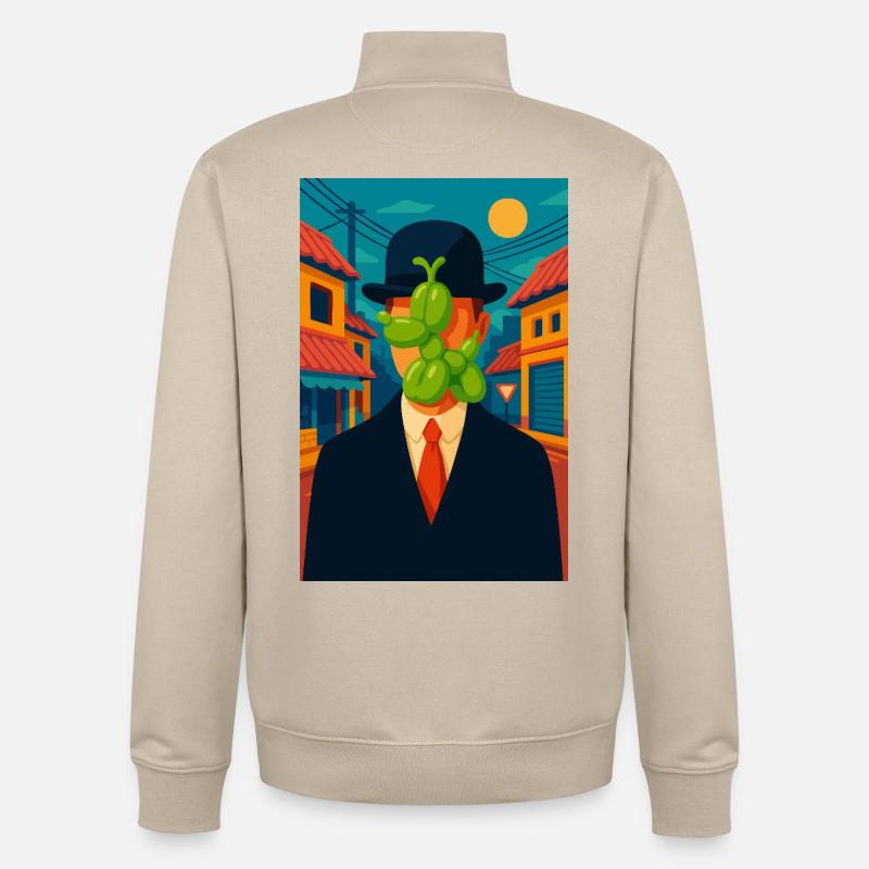 Mann (mit einem geschwollenen Hund) - Unisex Organic Zip Sweatshirt von Stanley/Stella - Cremebeige