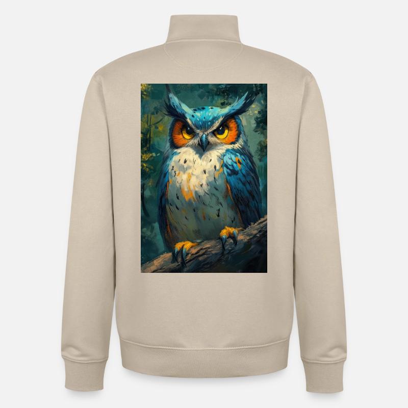 Illustration einer Eule - Unisex Organic Zip Sweatshirt von Stanley/Stella - Cremebeige