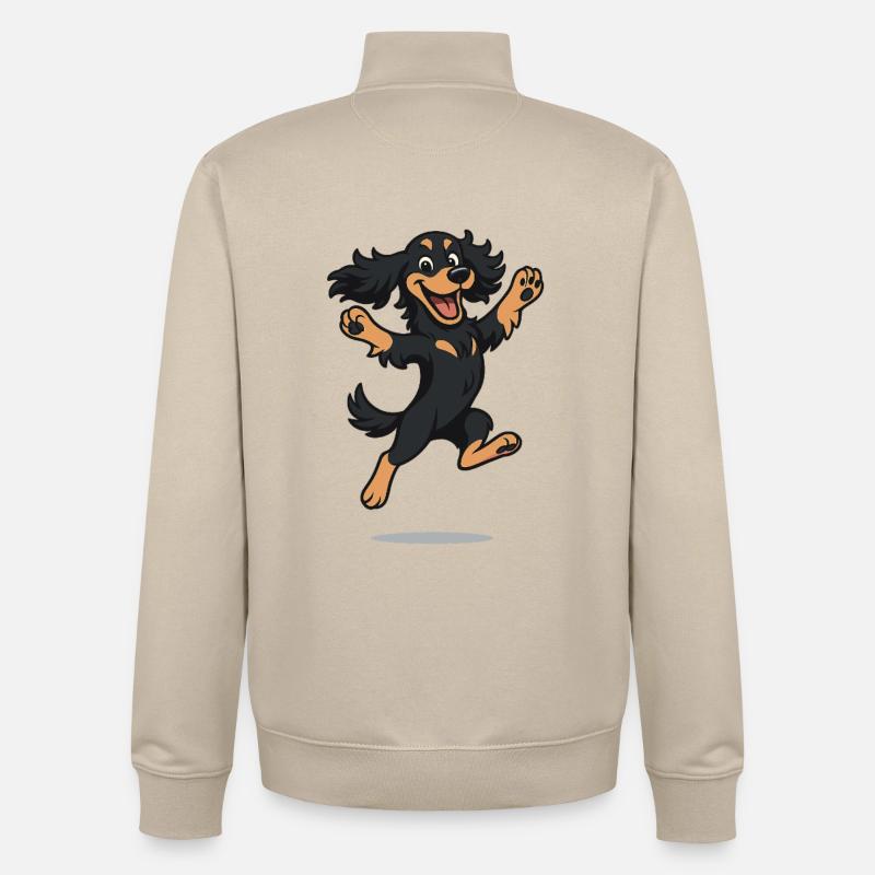 Hüpfender Cartoon Cocker Spaniel - Unisex Organic Zip Sweatshirt von Stanley/Stella - Cremebeige