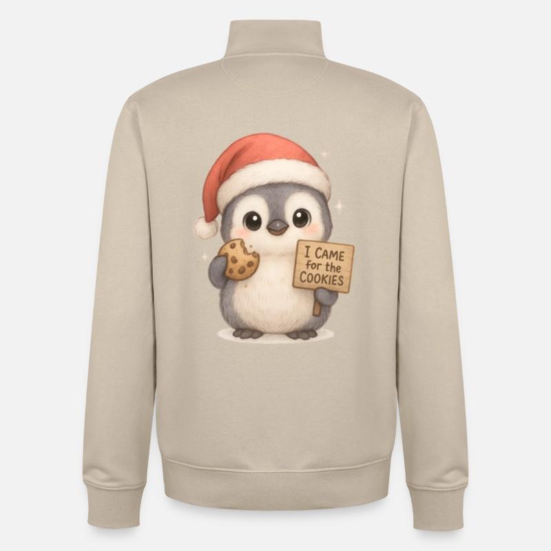 Biscuits de Noël Pingouins - Sweat zippé unisexe en coton bio Stanley/Stella - beige crème