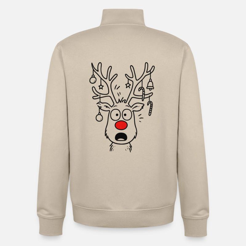 Cerf Rudolph Joyeux Noël doux - Sweat zippé unisexe en coton bio Stanley/Stella - beige crème