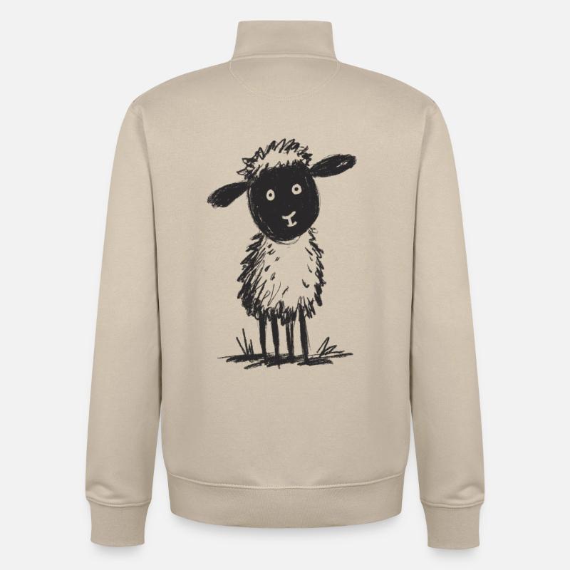 Mouton Doodle Doodle duveteux - Sweat zippé unisexe en coton bio Stanley/Stella - beige crème