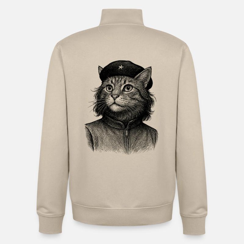 Chat avec béret - Sweat zippé unisexe en coton bio Stanley/Stella - beige crème