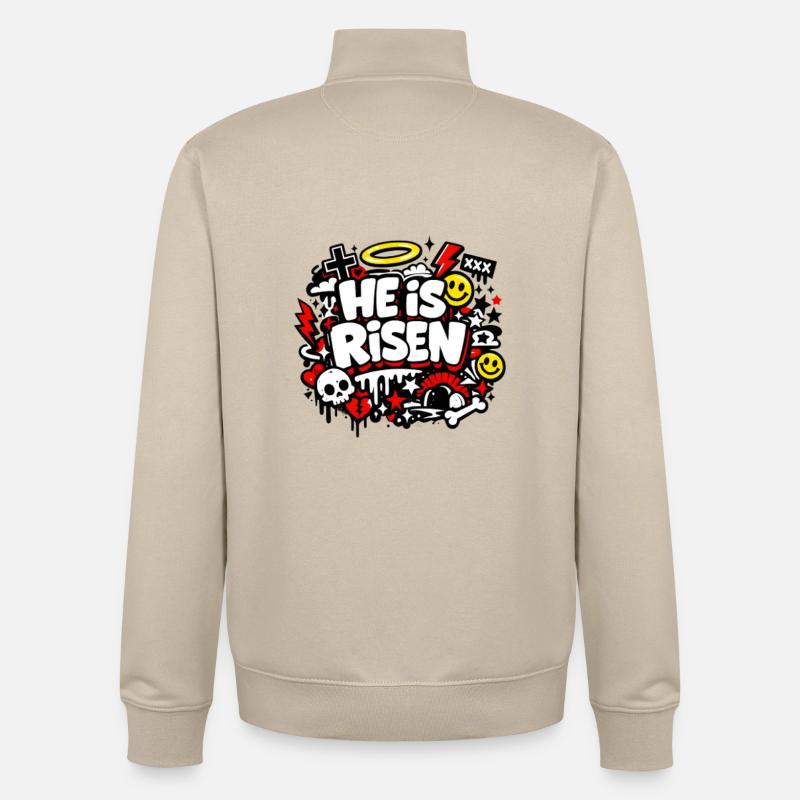 Il est Risen Graffiti Easter - Sweat zippé unisexe en coton bio Stanley/Stella - beige crème