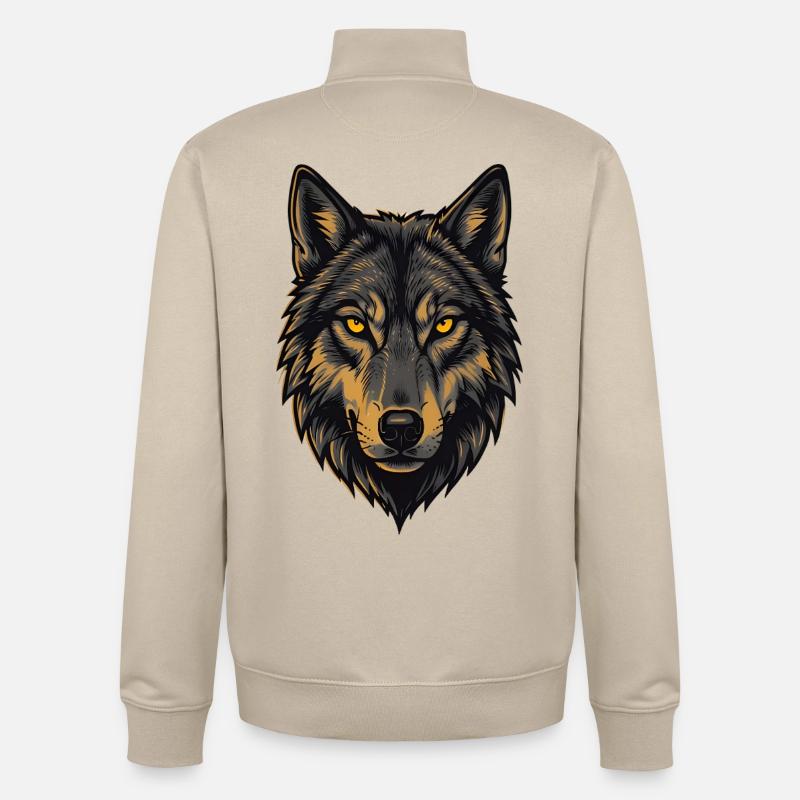 Alpha Wolf - Unisex Organic Zip Sweatshirt by Stanley/Stella - desert dust