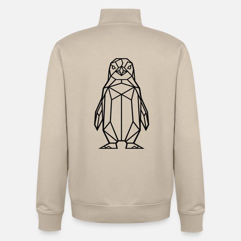 Geometrischer Pinguin (black) - Unisex Organic Zip Sweatshirt von Stanley/Stella - Cremebeige