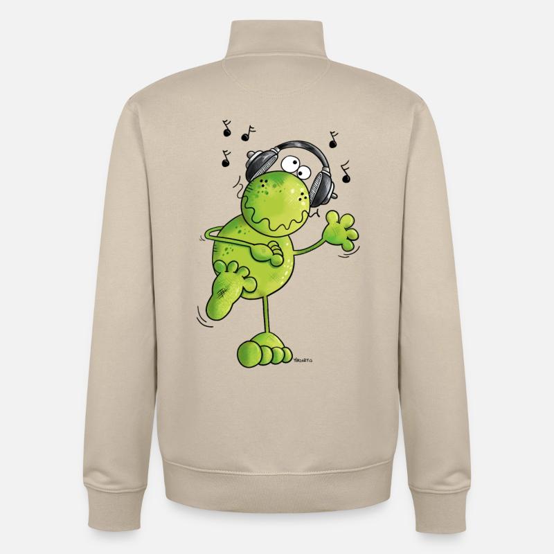 Frosch mit Kopfhörer - Unisex Organic Zip Sweatshirt von Stanley/Stella - Cremebeige