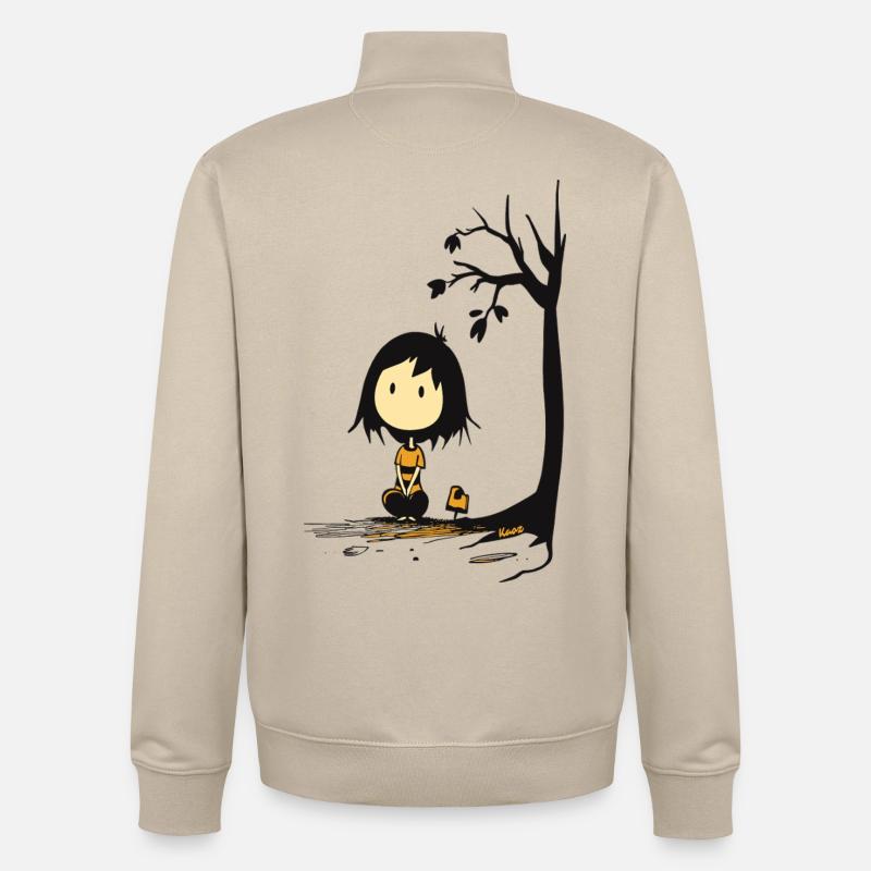Wunderliches Mädchen unter sternenlosem Baum - Unisex Organic Zip Sweatshirt von Stanley/Stella - Cremebeige
