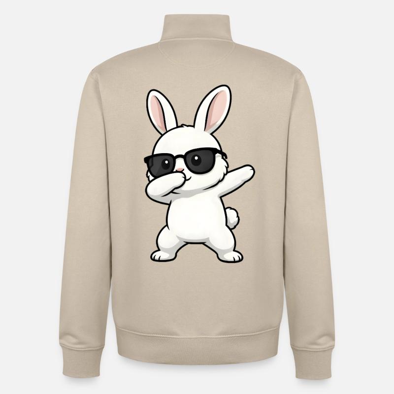 Dabbing Rabbit - Unisex Organic Zip Sweatshirt by Stanley/Stella - desert dust