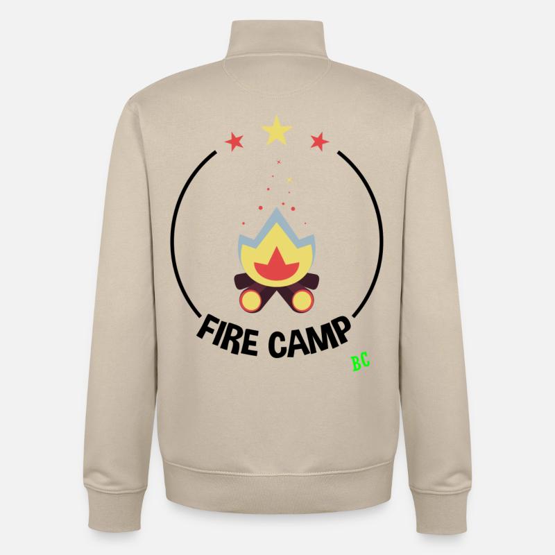 Camp de feu - Sweat zippé unisexe en coton bio Stanley/Stella - beige crème