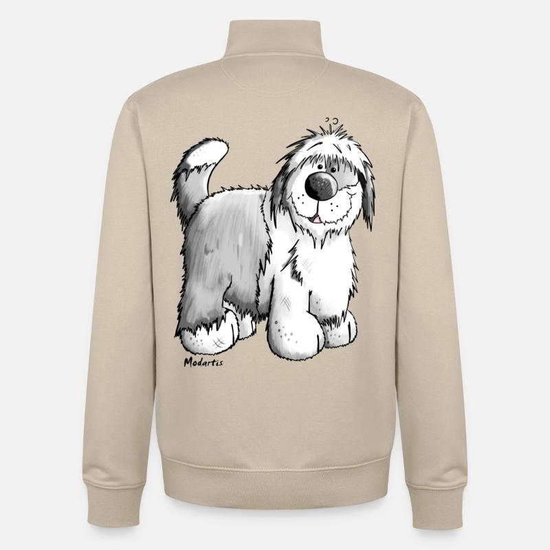 Bobby le Bobtail chien - Sweat zippé unisexe en coton bio Stanley/Stella - beige crème
