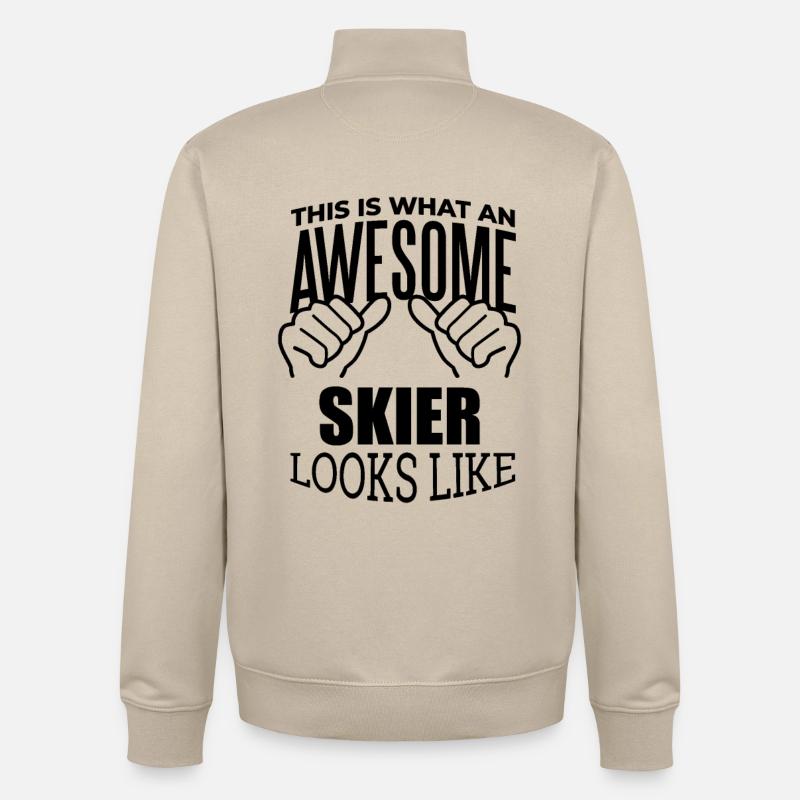 Ski - Sweat zippé unisexe en coton bio Stanley/Stella - beige crème