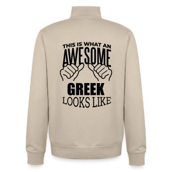 Grèce - Sweat zippé unisexe en coton bio Stanley/Stella - beige crème - Dos - AI Model Male 185 dark (185cm)