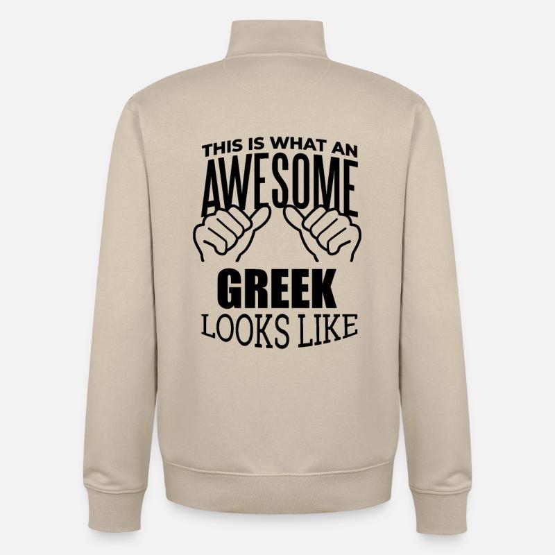 Grèce - Sweat zippé unisexe en coton bio Stanley/Stella - beige crème