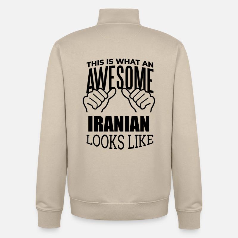 Iran - Sweat zippé unisexe en coton bio Stanley/Stella - beige crème