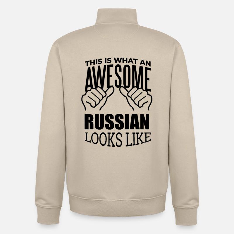 Russie - Sweat zippé unisexe en coton bio Stanley/Stella - beige crème